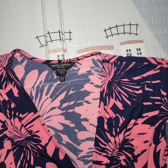 Maggy London 12P pink floral print Midi Dress - Picture 4 of 6